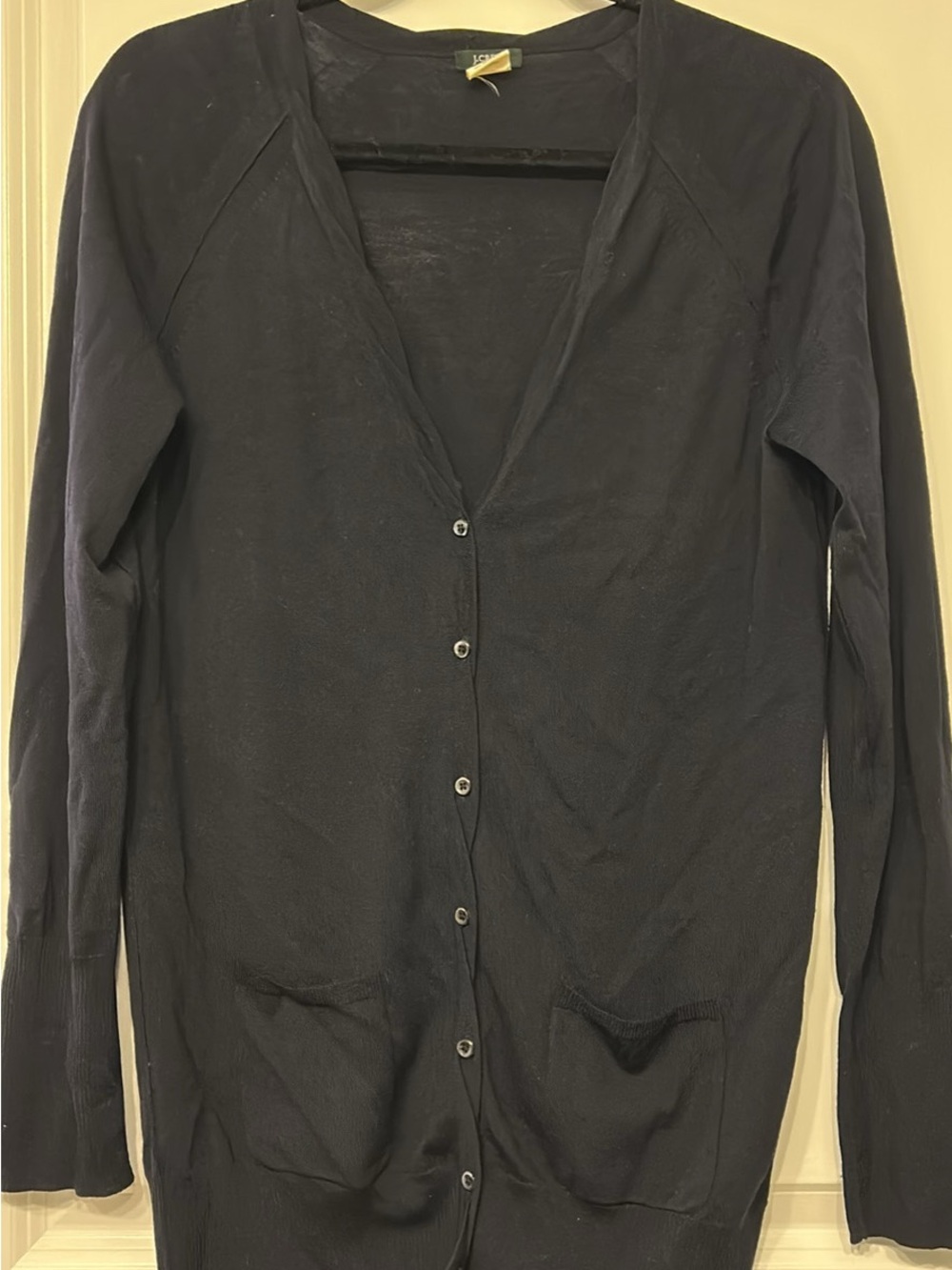 Lightweight Navy 100% Merino Wool Button-Front Women's Cardigan Sweater